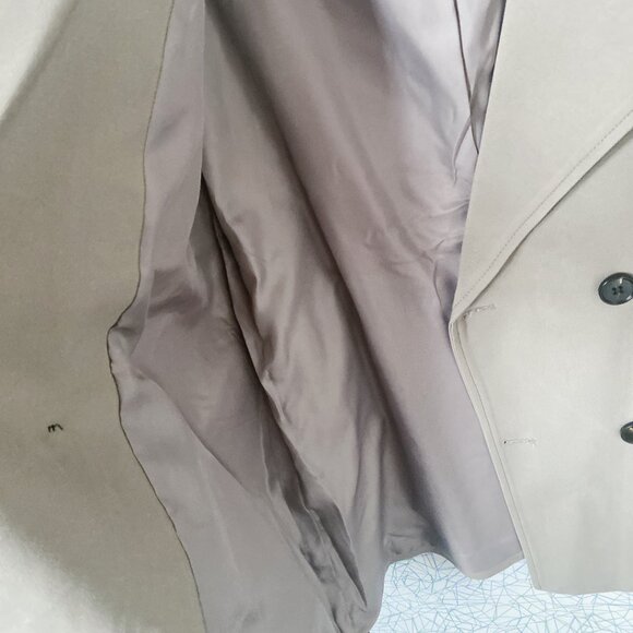 New Classic Grey Double-Breasted Belted Trench Coat Jacket - Picture 3 of 6